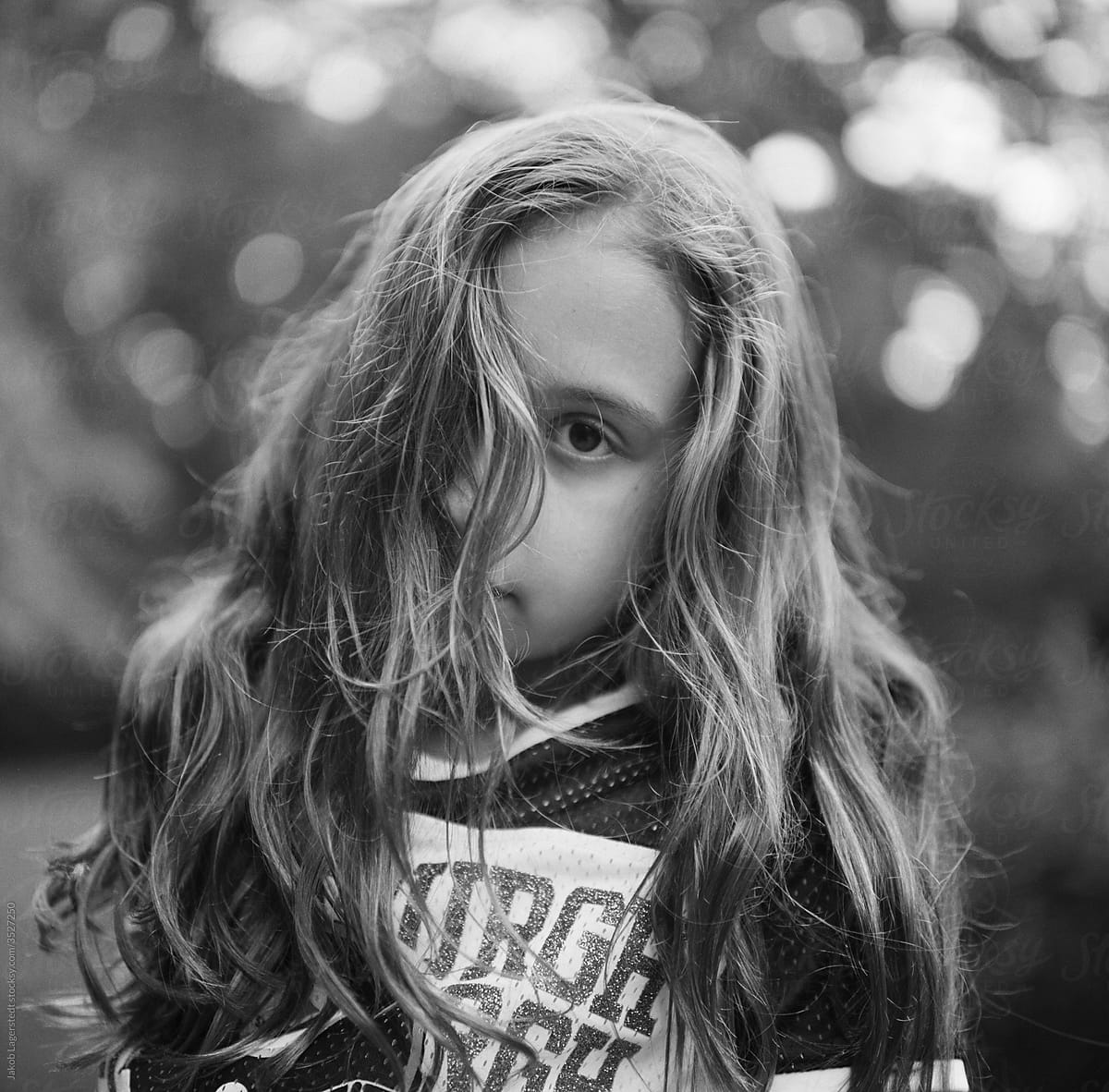 Black And White Portrait Of A Beautiful Young Girl By Jakob Lagerstedt