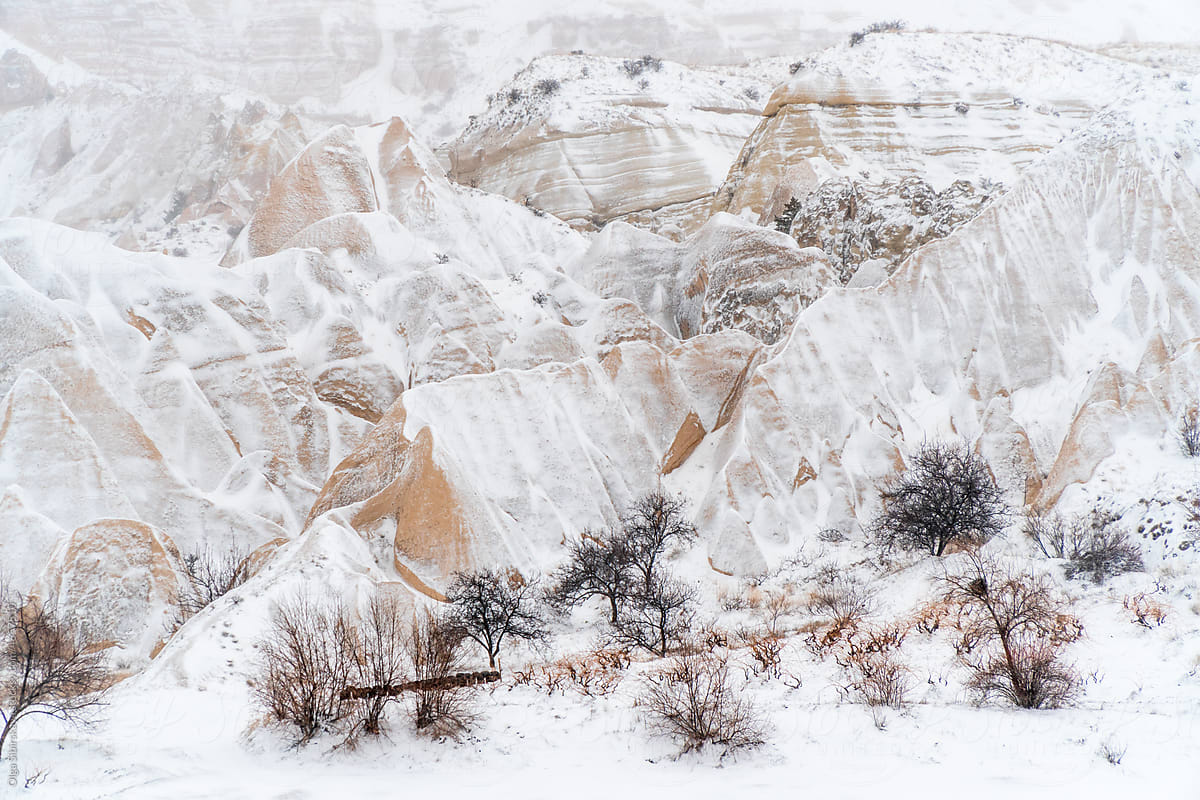 Snow Cappadocia landscape