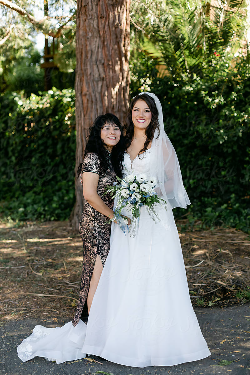 Portrait of a Mother of the Bride and Daughter on Wedding Day
