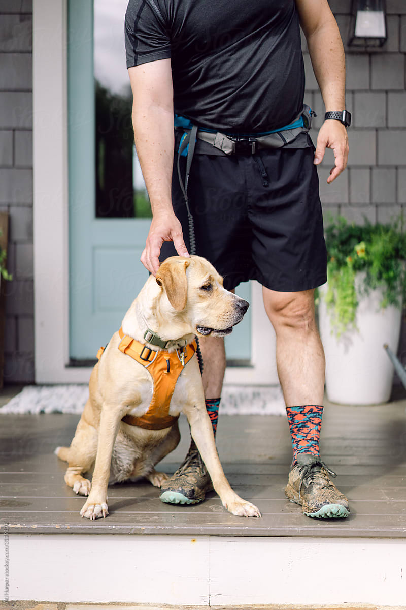 Dog and owner getting ready to run together