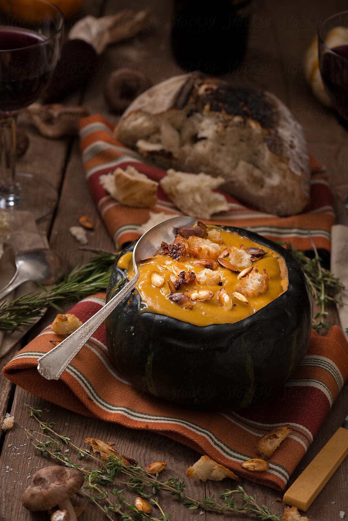 Squash Soup Served in Squash Shell