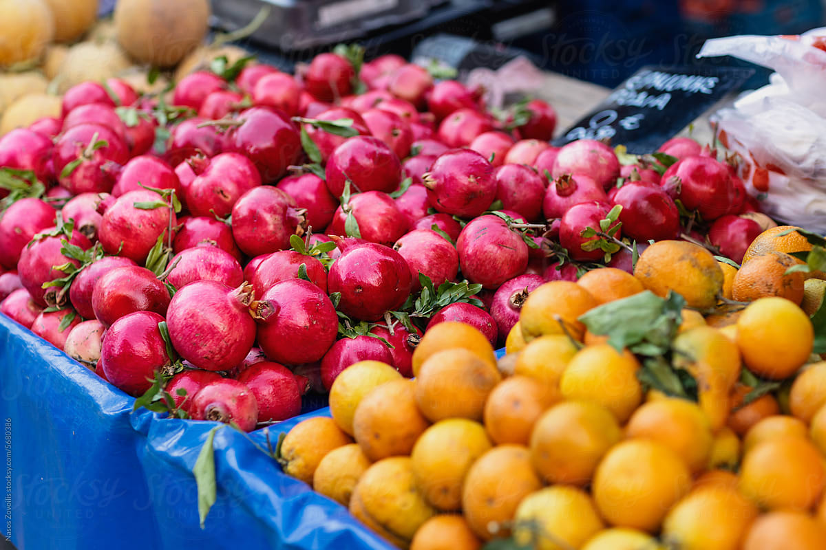 Fruits and vegetables in local food market