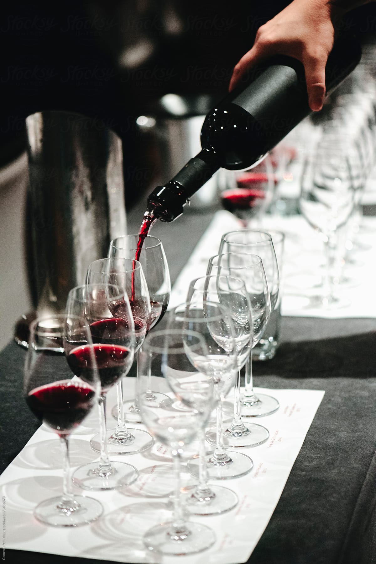 Pouring wine for a tasting event