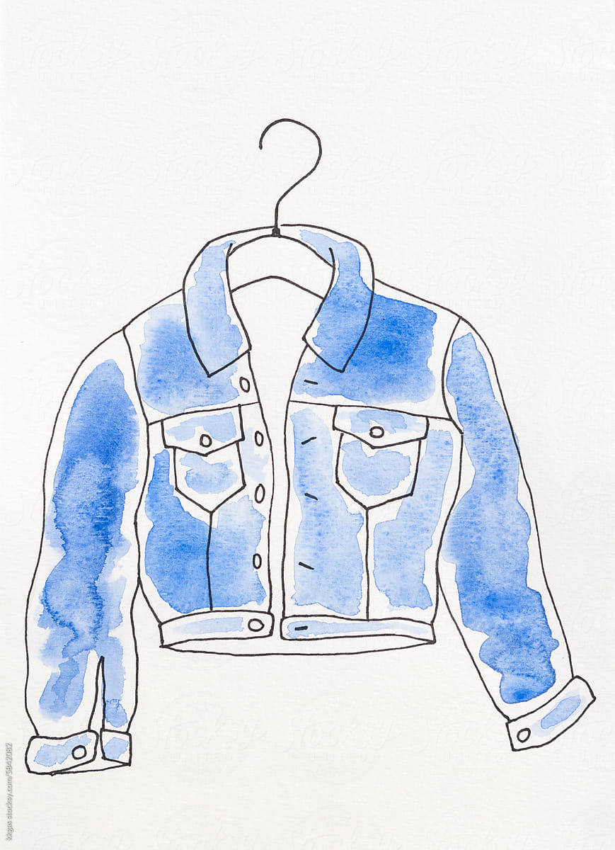Watercolor of a denim jacket
