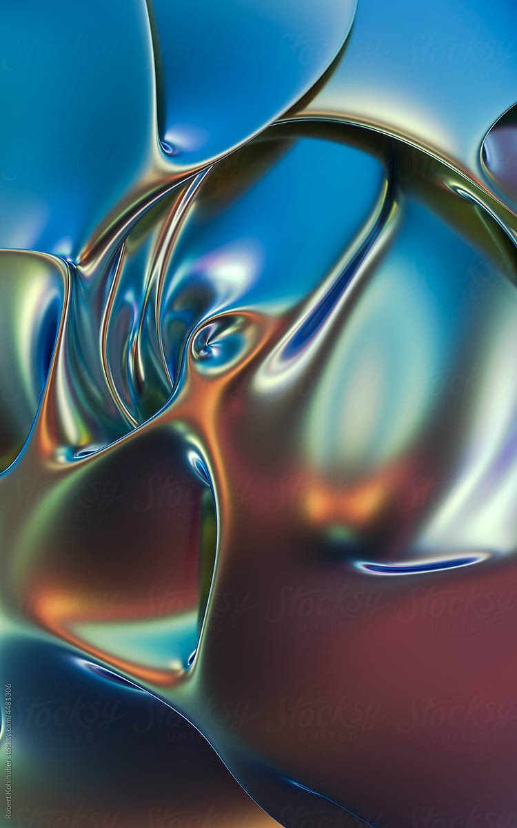 3D render of an abstract wavy holographic cloth