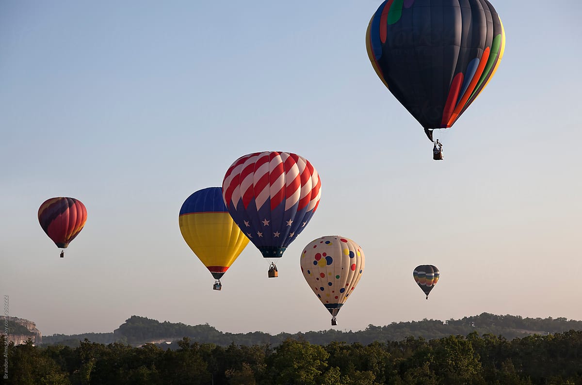 Group of Colorful Hot Air Balloons in Flight