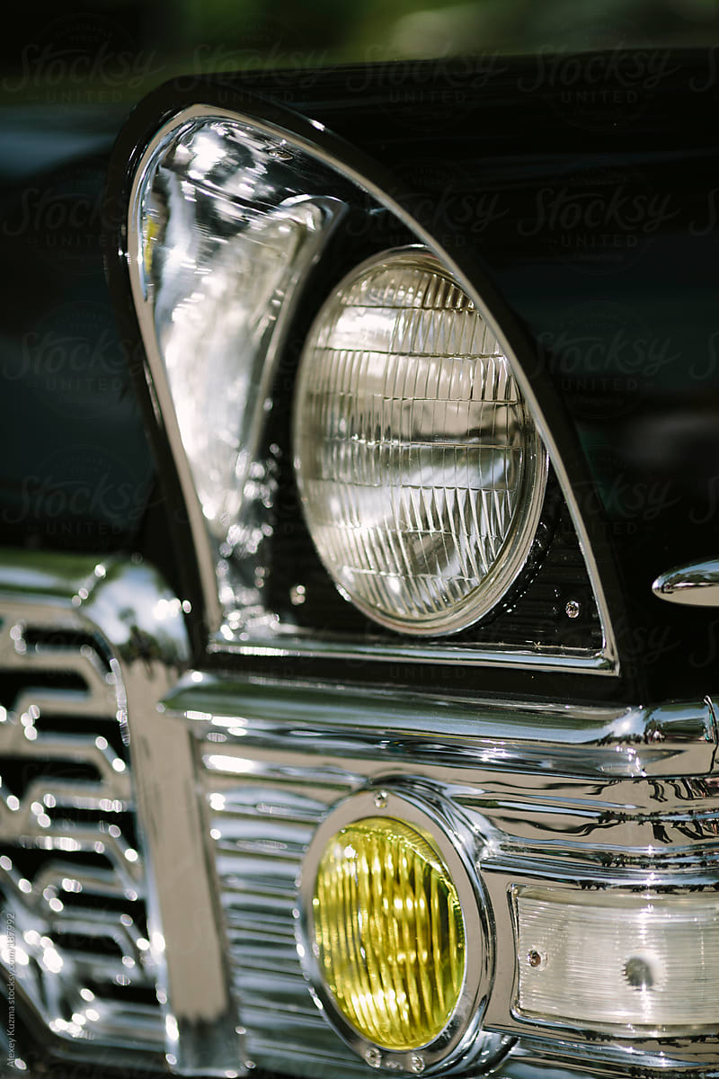 closeup of classic luxury car