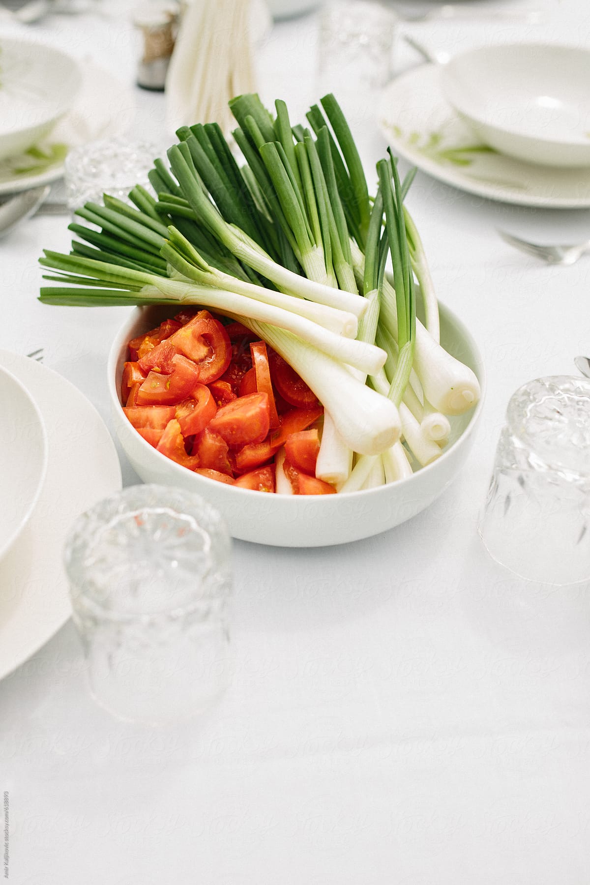 Fresh salad served at a formal table