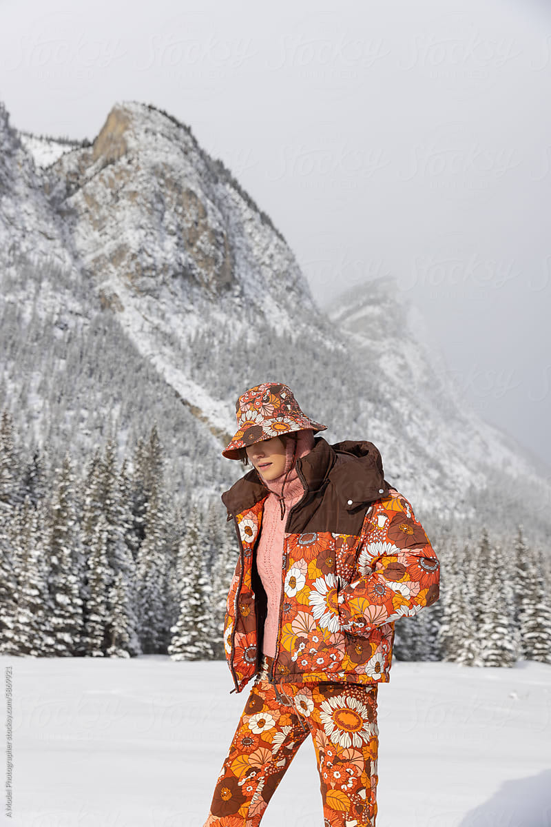 Winter photo with a woman wearing a fashionable coat