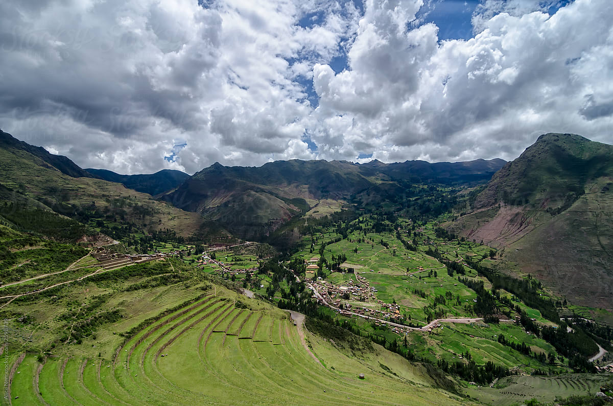 Stunning view to Inca agricultural constructions