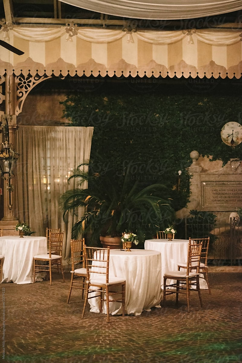 classic wedding setting in Italy by night