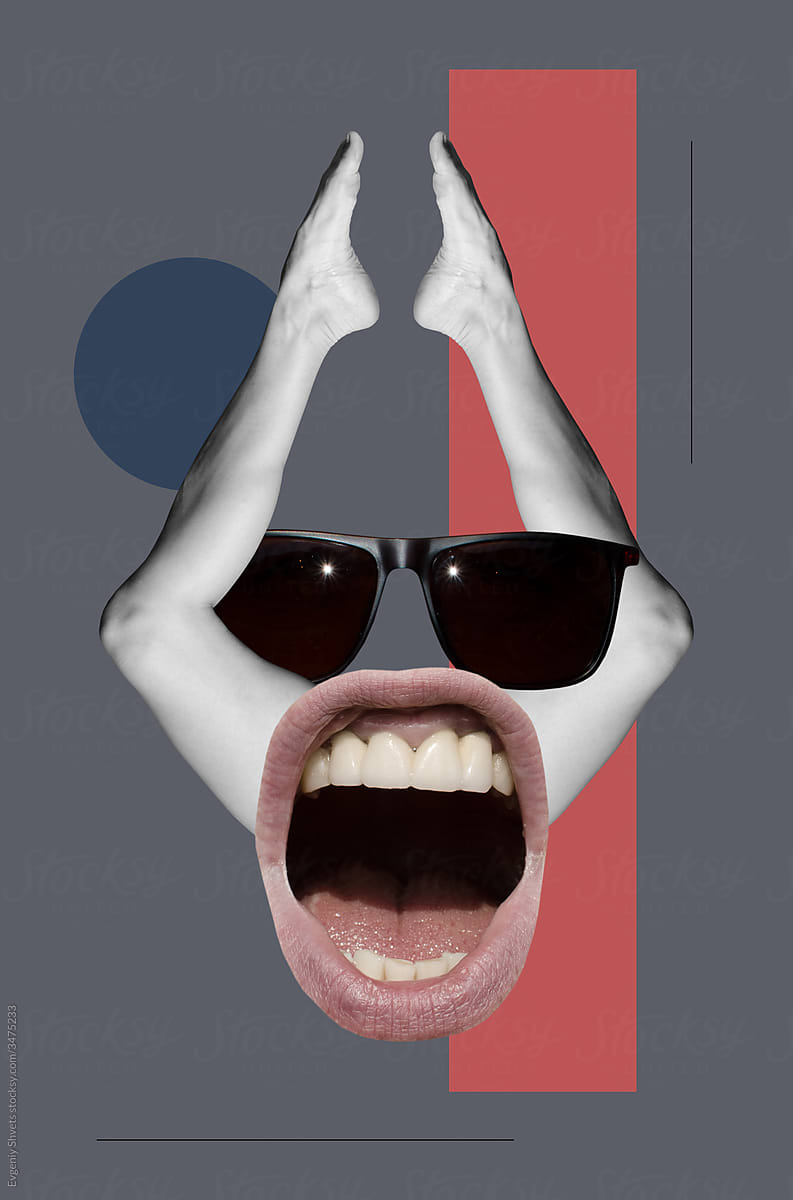 Open mouth, legs and sunglasses