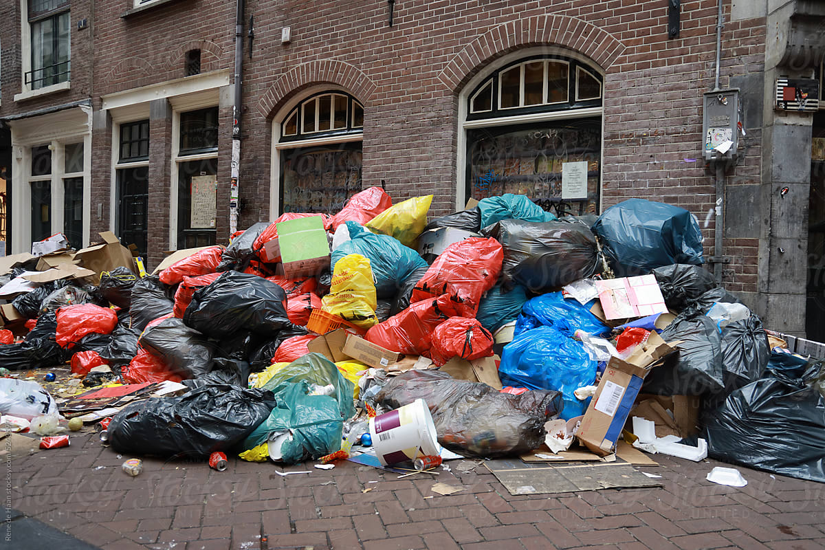 pile of trash on street