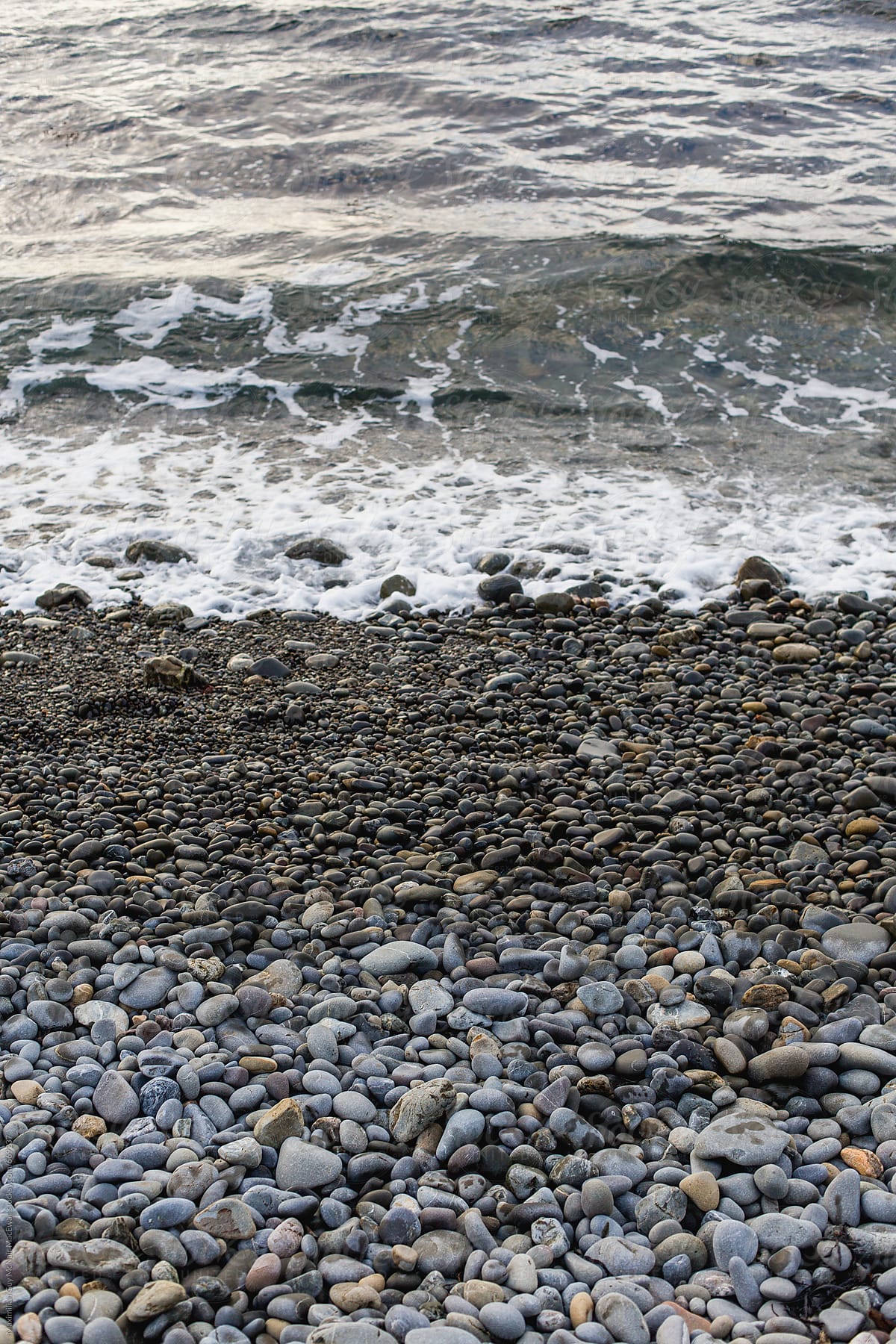 A pebble beach shoreline