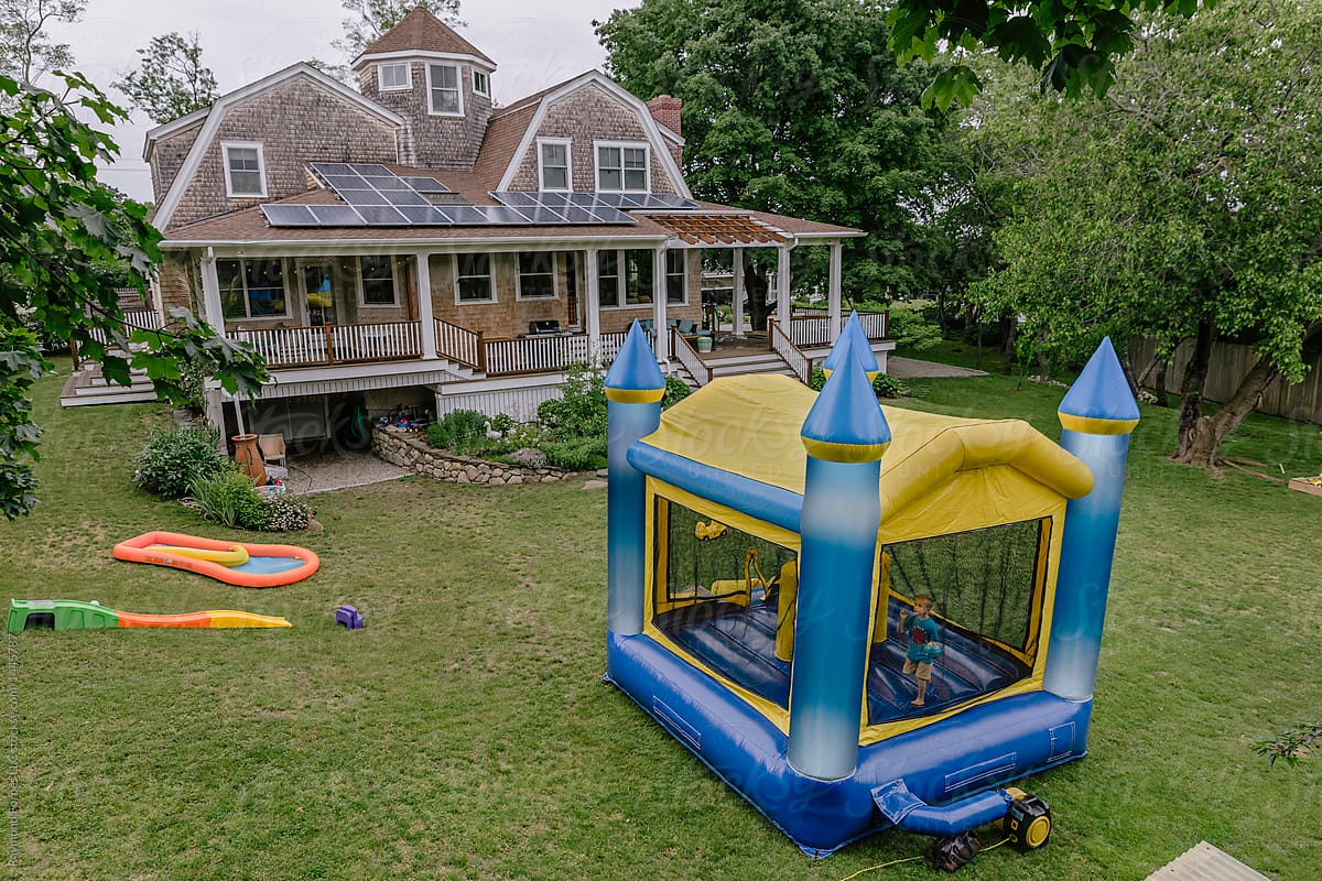 Bounce House in Backyard for birthday party