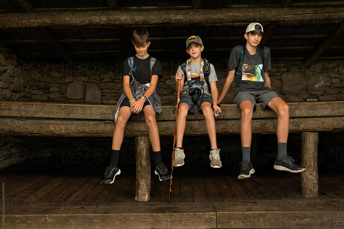 Three Boys Hiking