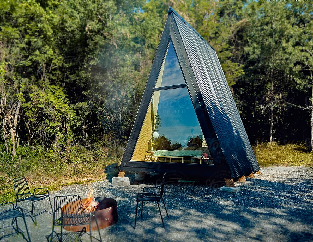 Camping at the A-frame cabin