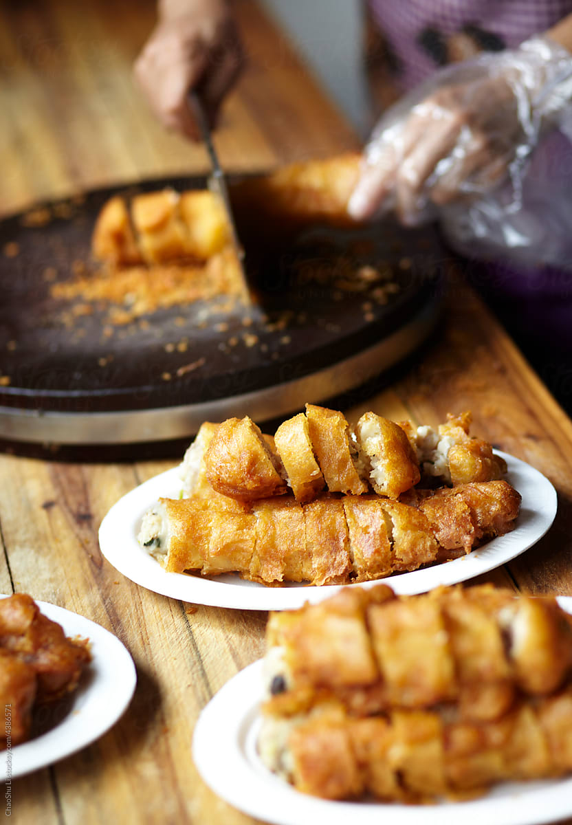 Chinese traditional food, deep fried loin roll