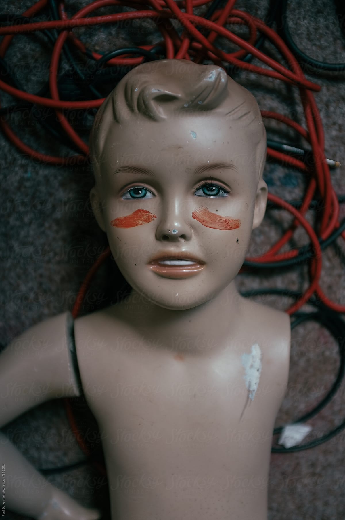 creepy boy figurine portrait