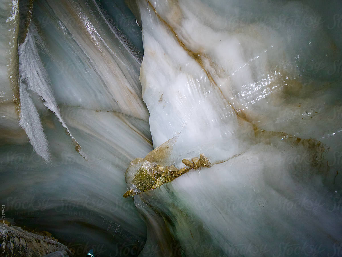 Glacier ice cave, Spitsbergen - details of interior