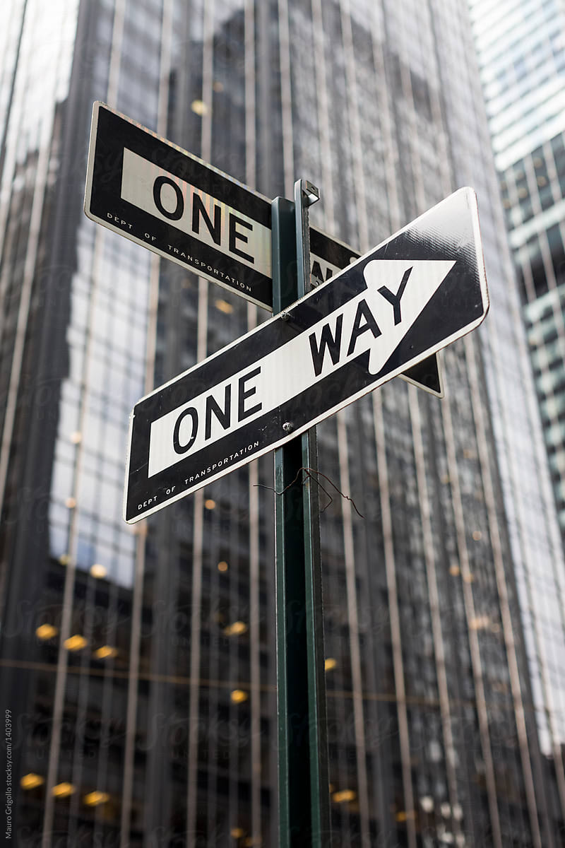 One way sign. Wall street, New York by Mauro Grigollo - New york ... One Way Street Signs