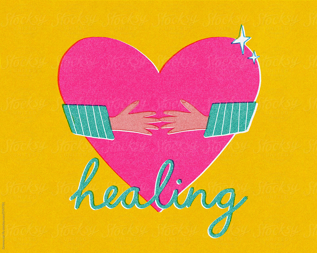 Self love, healing, mental health, take care concept illustration.