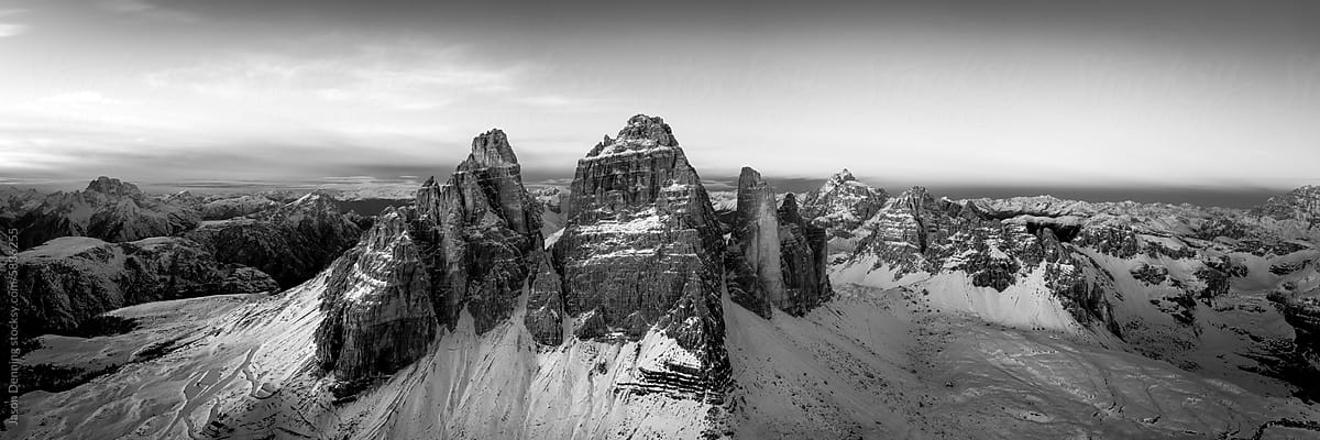 Tre cime di lavaredo Italian Dolomites Black and white