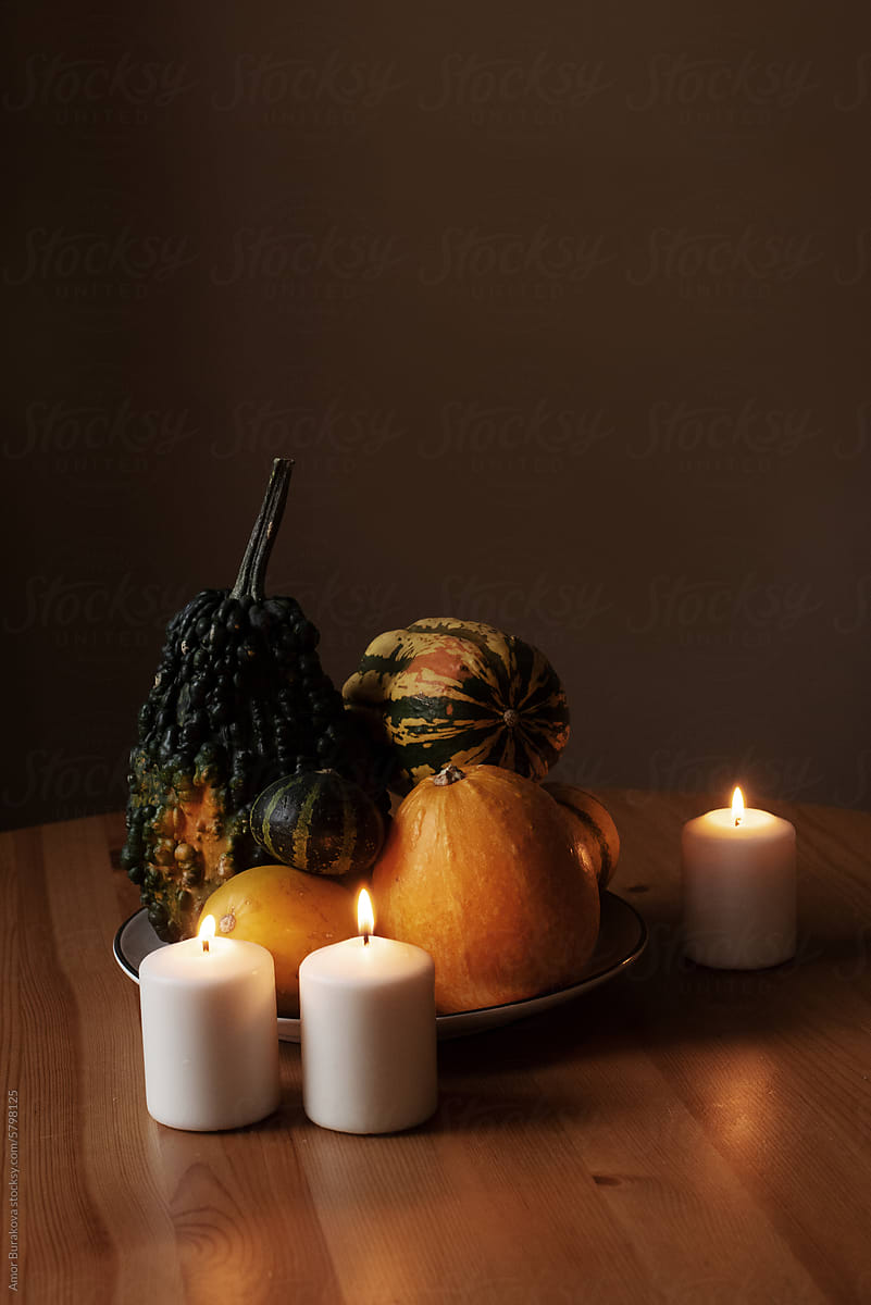 Still life with pumpinks and candles