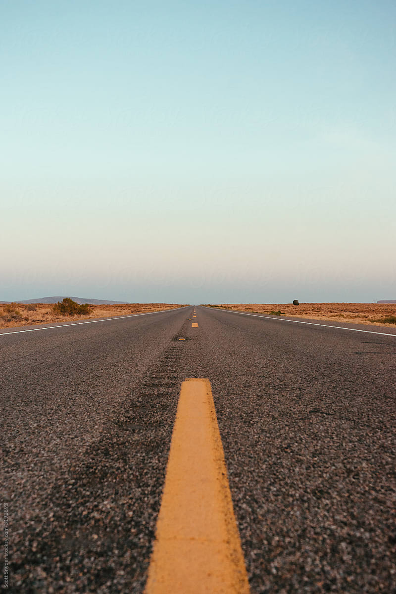 Open Road in Empty Desert