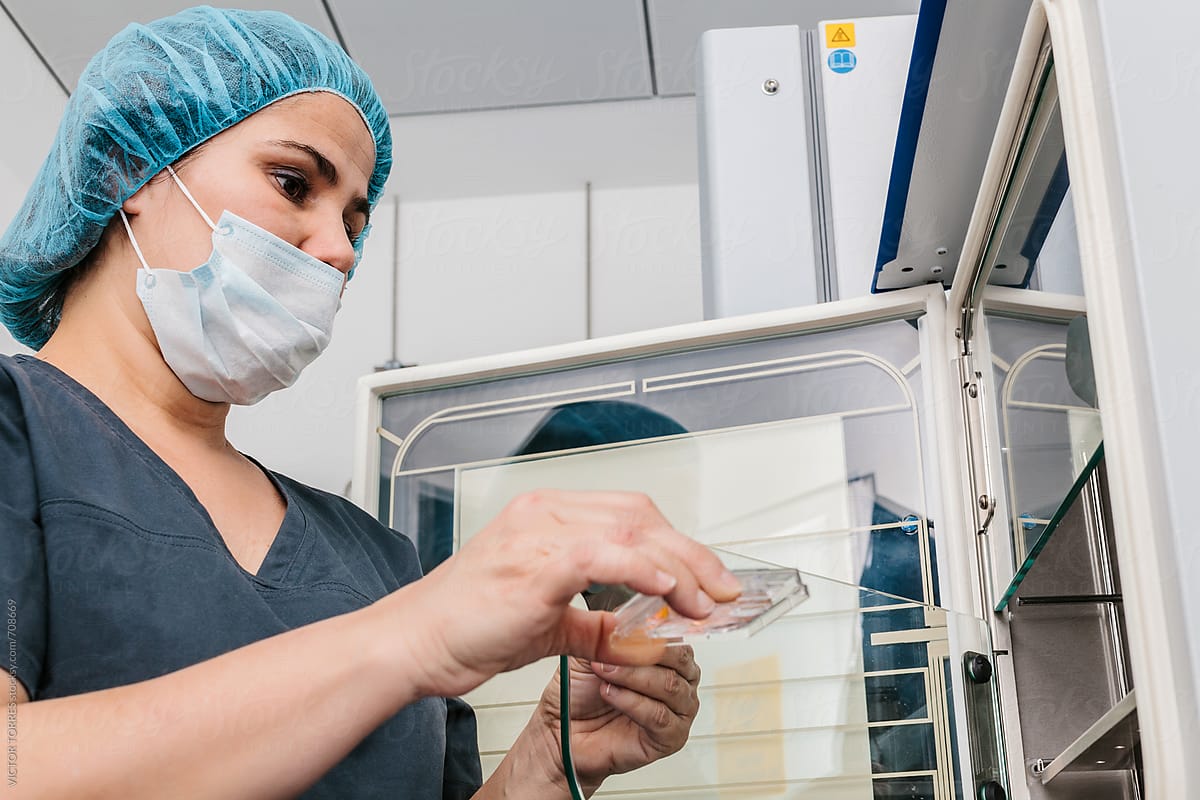 Young Woman Working in an Assisted Reproduction Laboratory