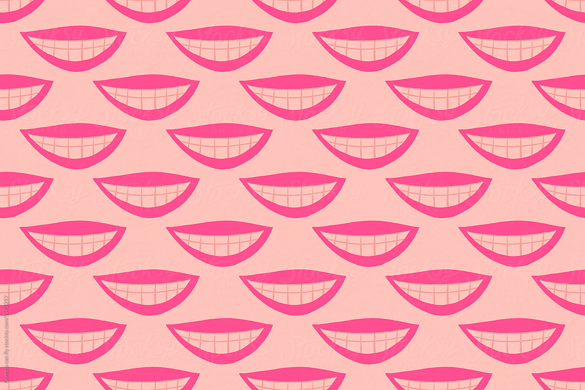 Red lips smile illustration, laughing happiness concept