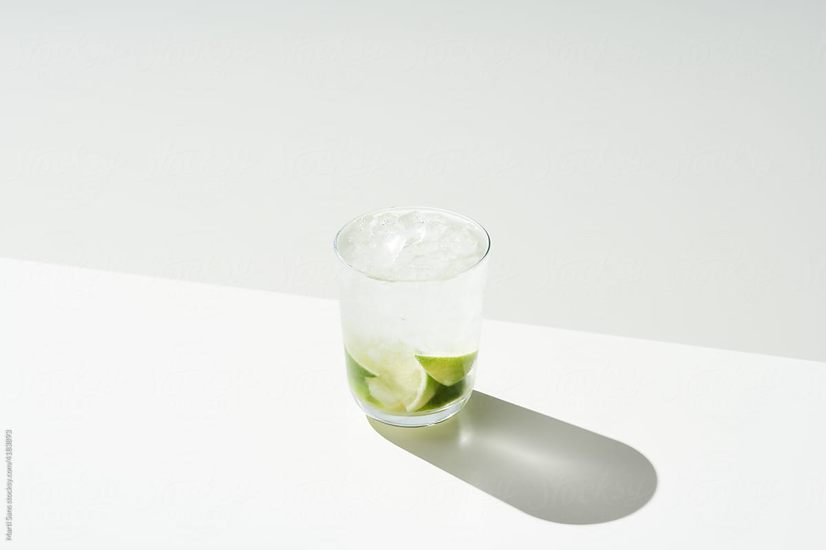 Cold caipirinha cocktail in glass