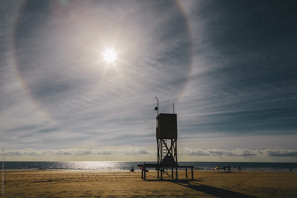 Baywatch Viewpoint at the Beach with a Solar Halo