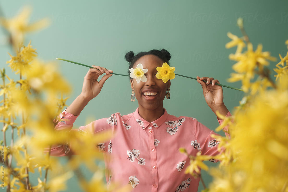 Springtime Portrait Of Smiling Black Woman