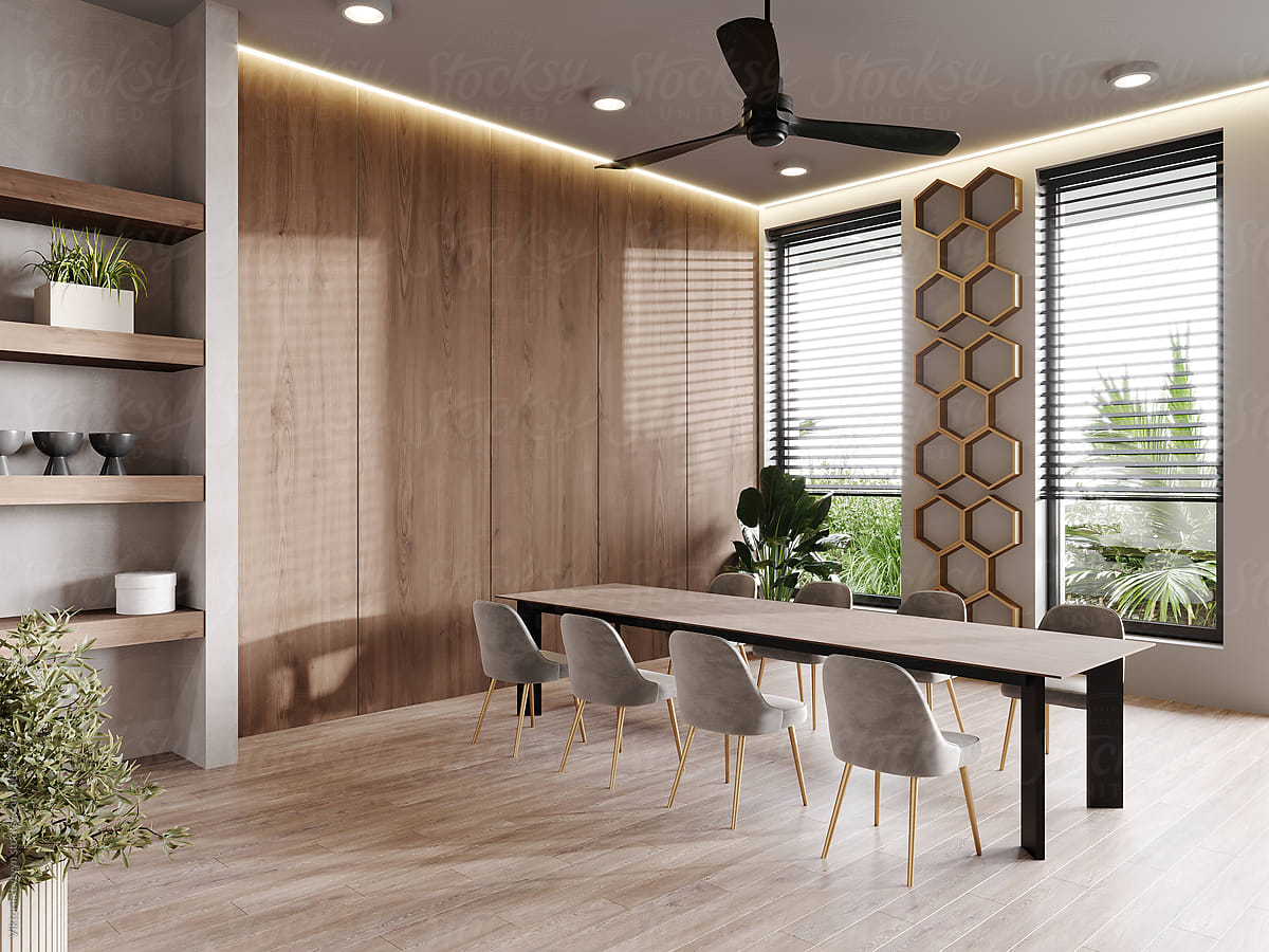 Conference room in hotel. Meeting hall for business. 3d render