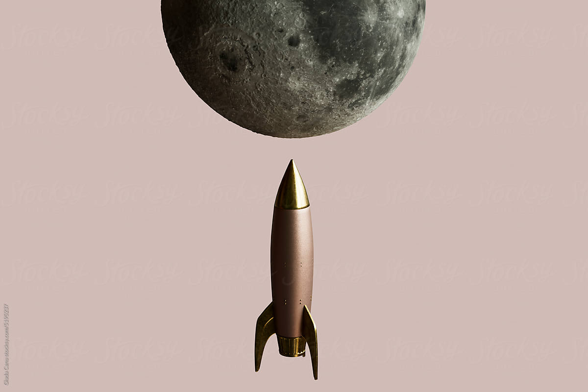 a journey to to moon. 3d render
