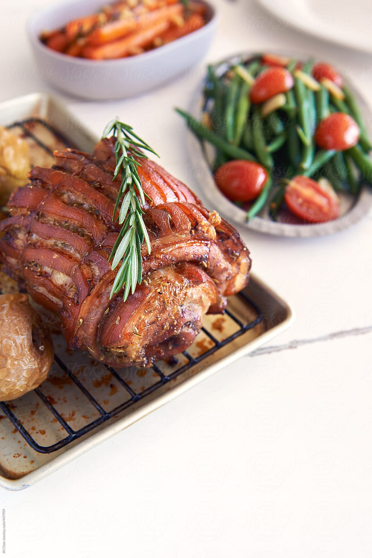 Pork roast with scored skin crackling