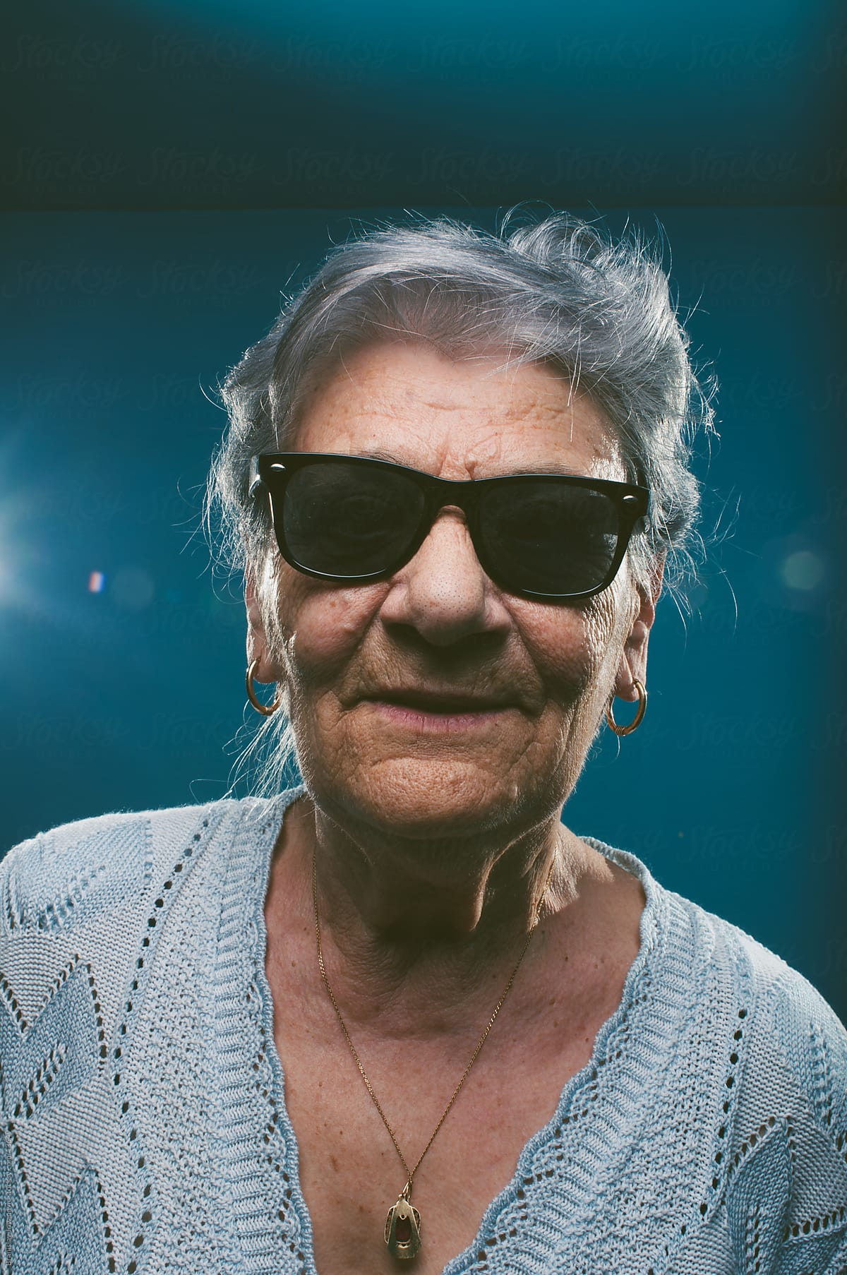 Cool senior woman with sunglasses