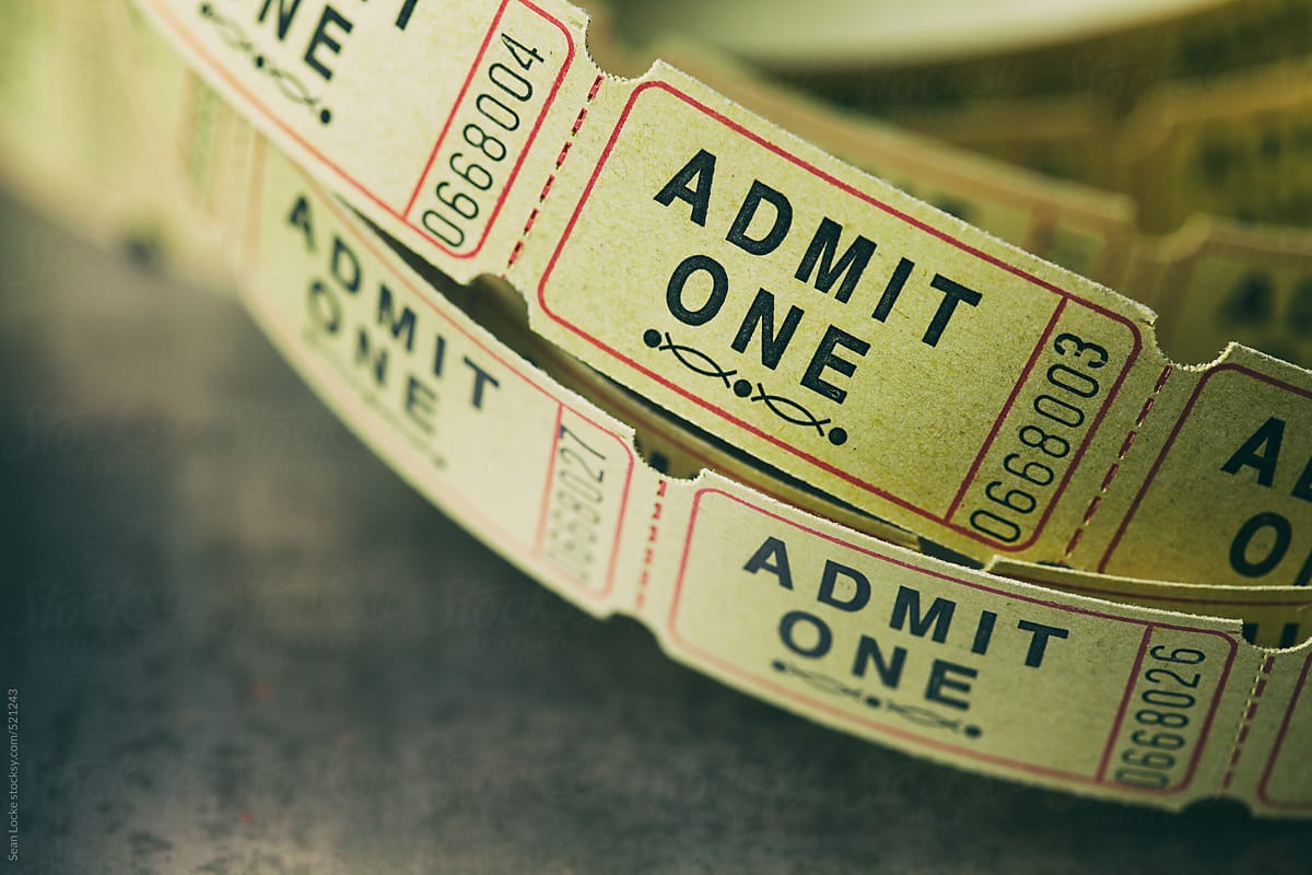 Admit One Admission Tickets In Strip From Roll