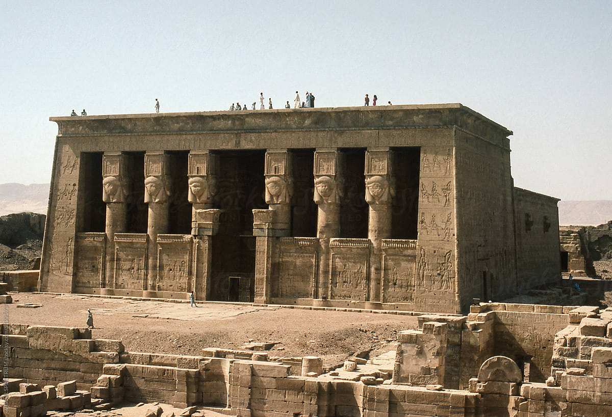 Temple of Hathor With Tourists on Roof