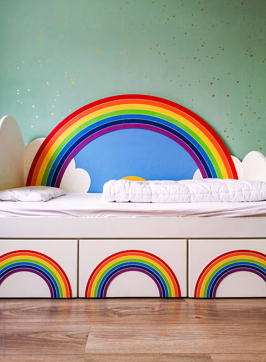 Custom-made child's rainbow bed