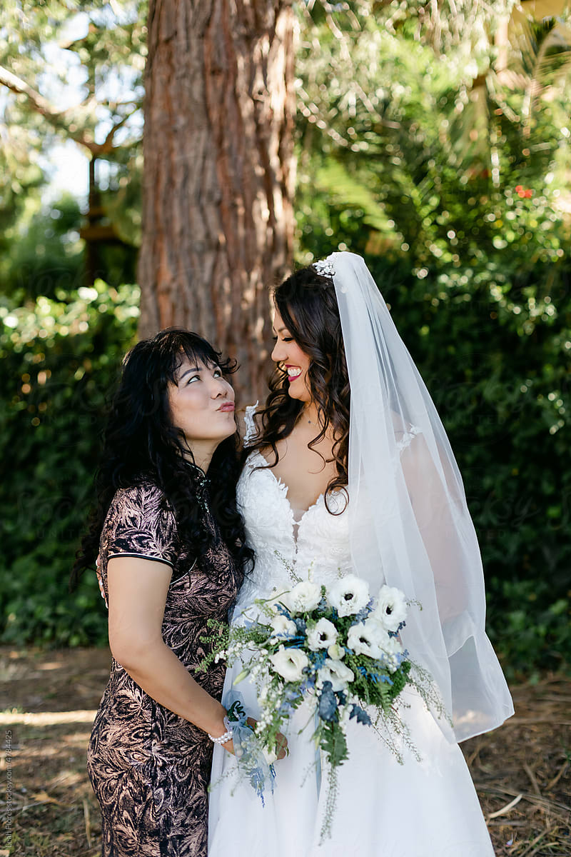 Portrait of a Bride with Her Mother on Her Wedding Day