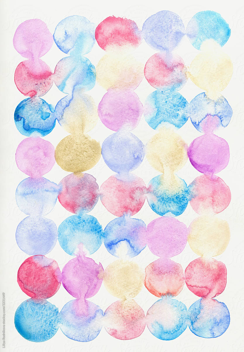 Pastel colors set of circles on white paper