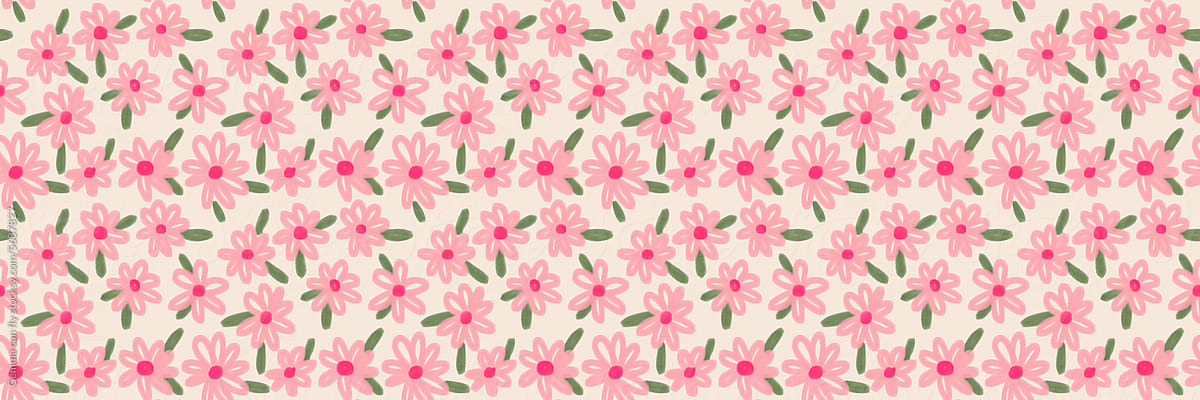 Spring dasies flowers seamless pattern illustration