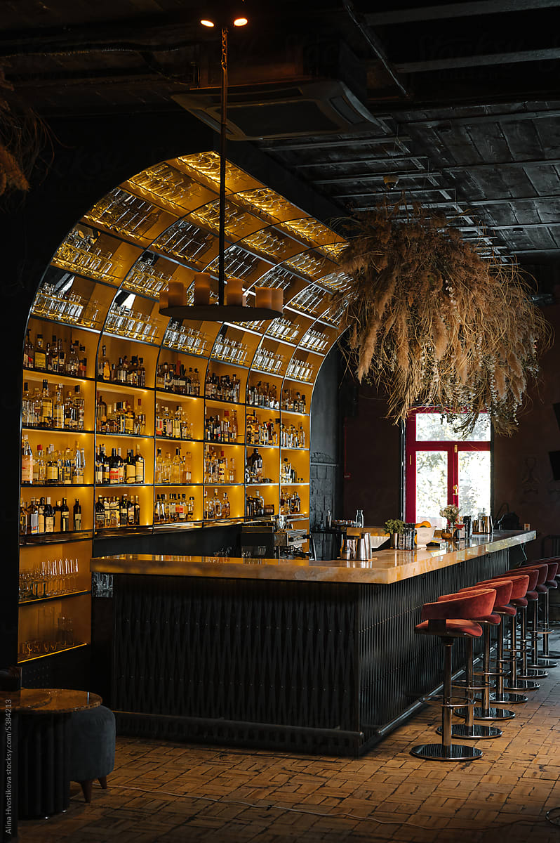 Interior of bar counter in Hawaiian style