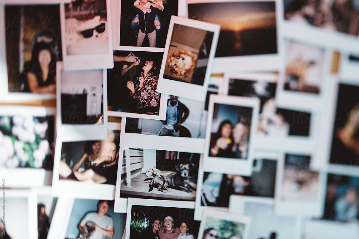 A collection of  instant prints  memories