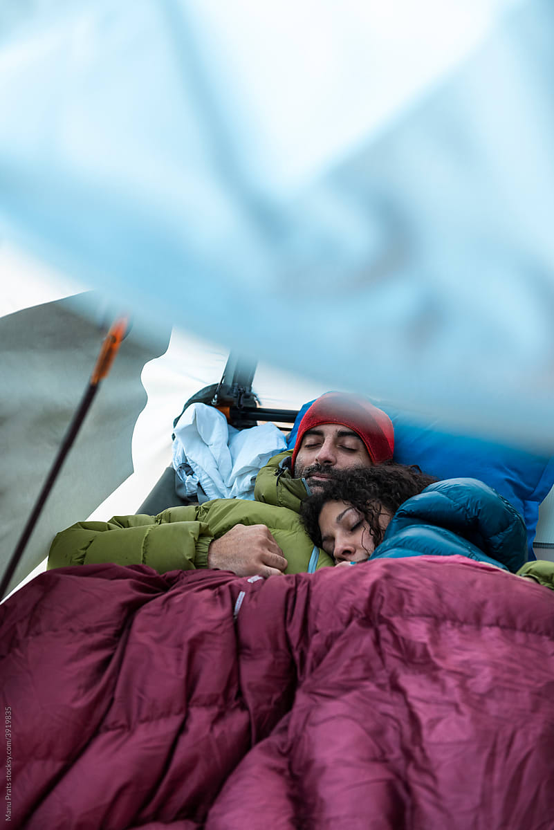 Couple in love wild camping