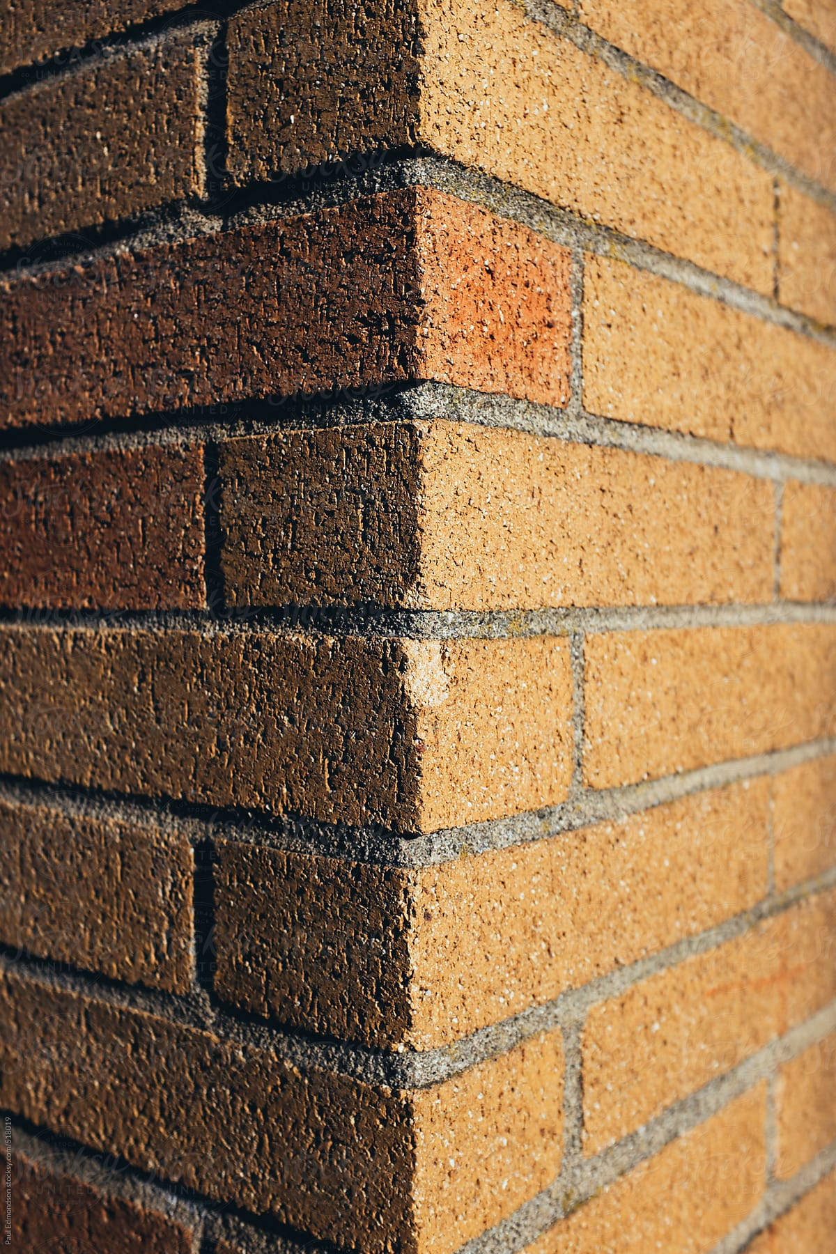 Corner of brick wall, casting shadow