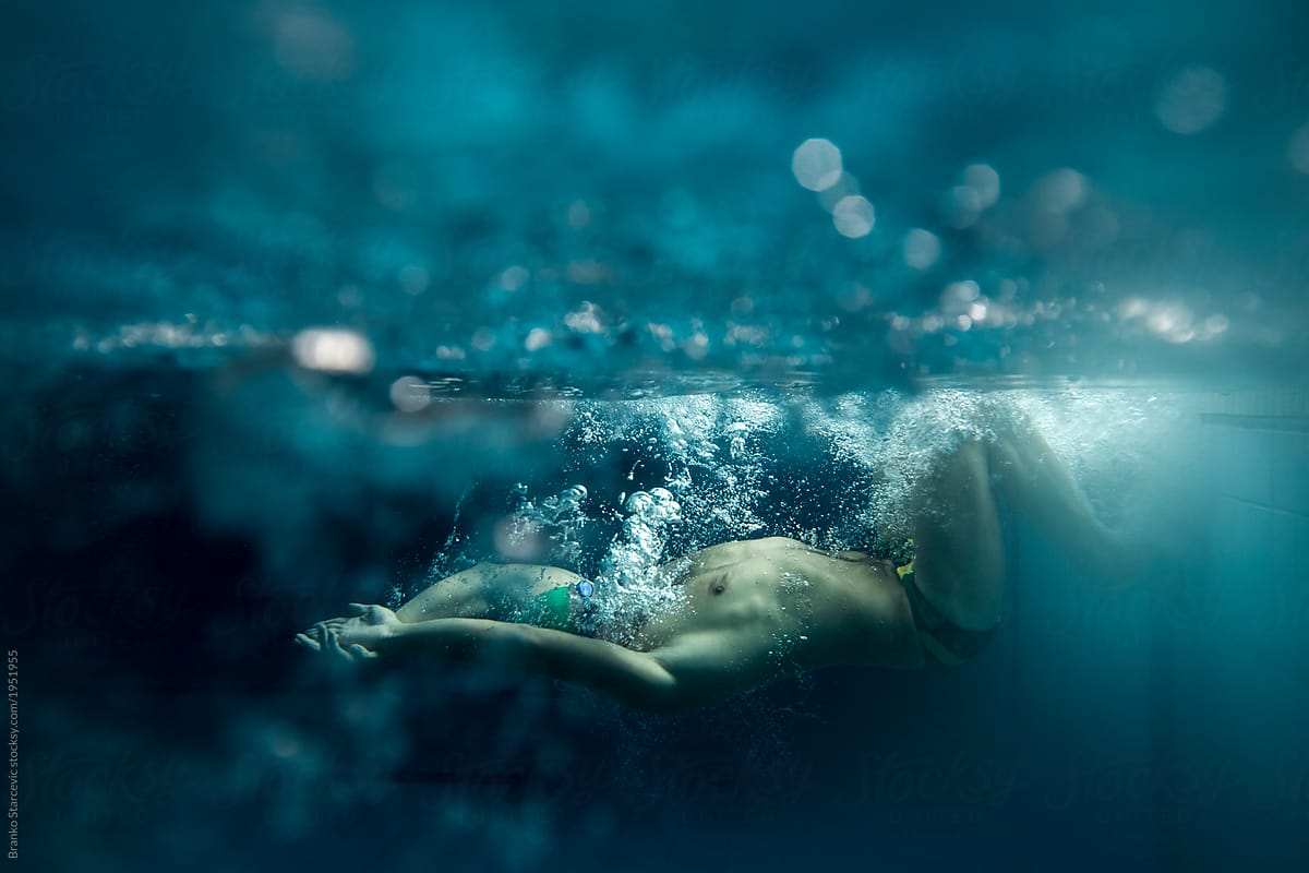 Underwater professional swimmer.