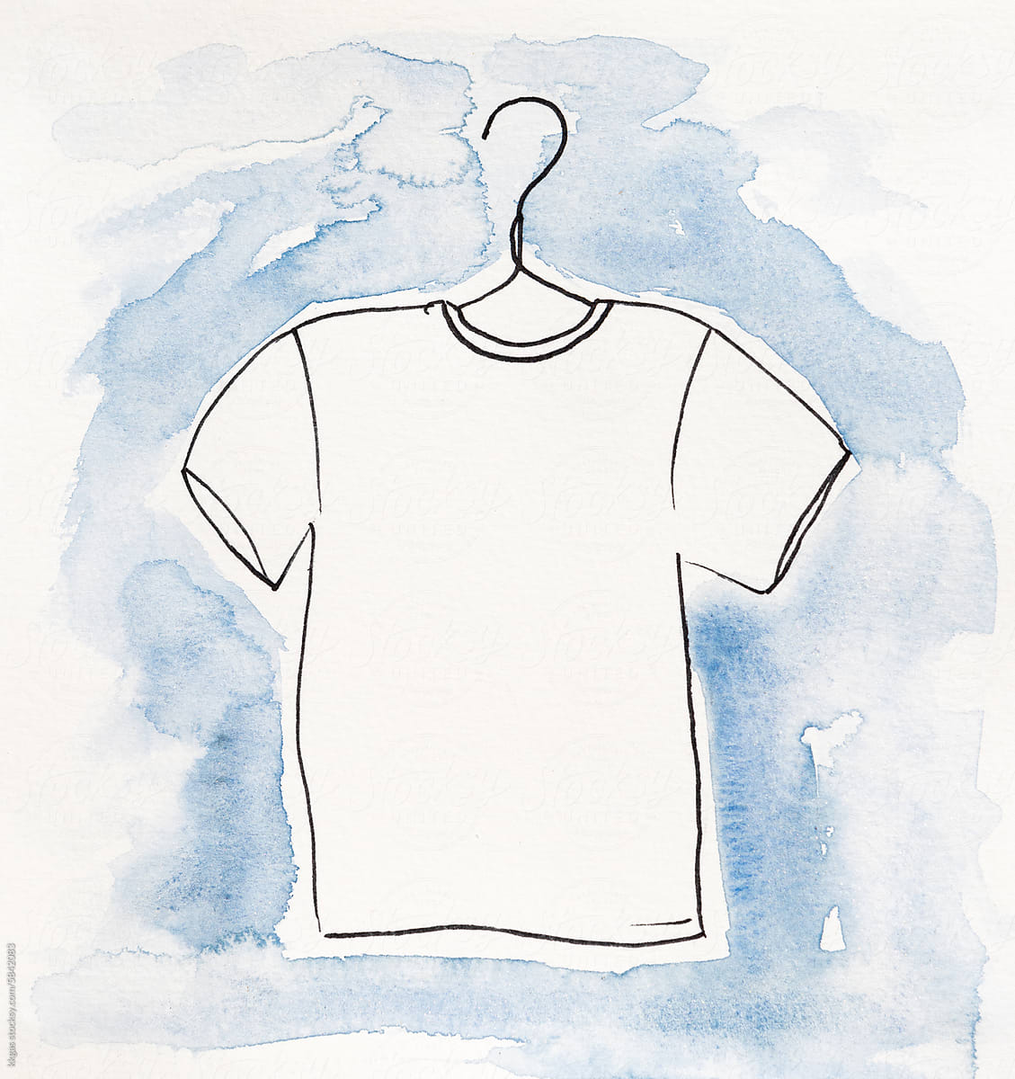 Watercolor of a plain white T-shirt